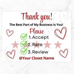 100 Pack Review Thank You Cards 4" x 3